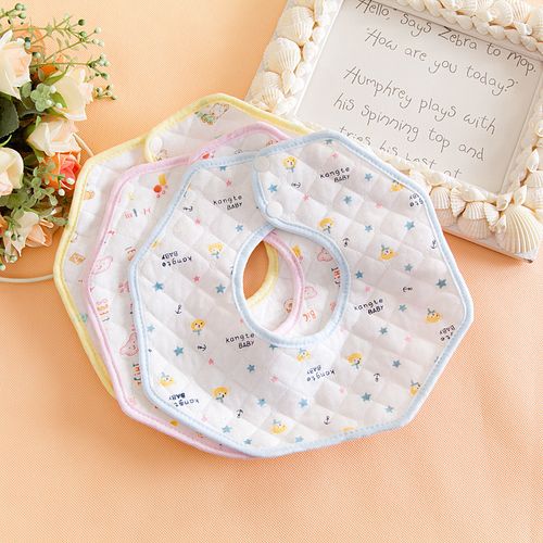 廠家批發 嬰兒口水巾 兒童八角圍嘴 寶寶防水純棉三角巾 食飯兜