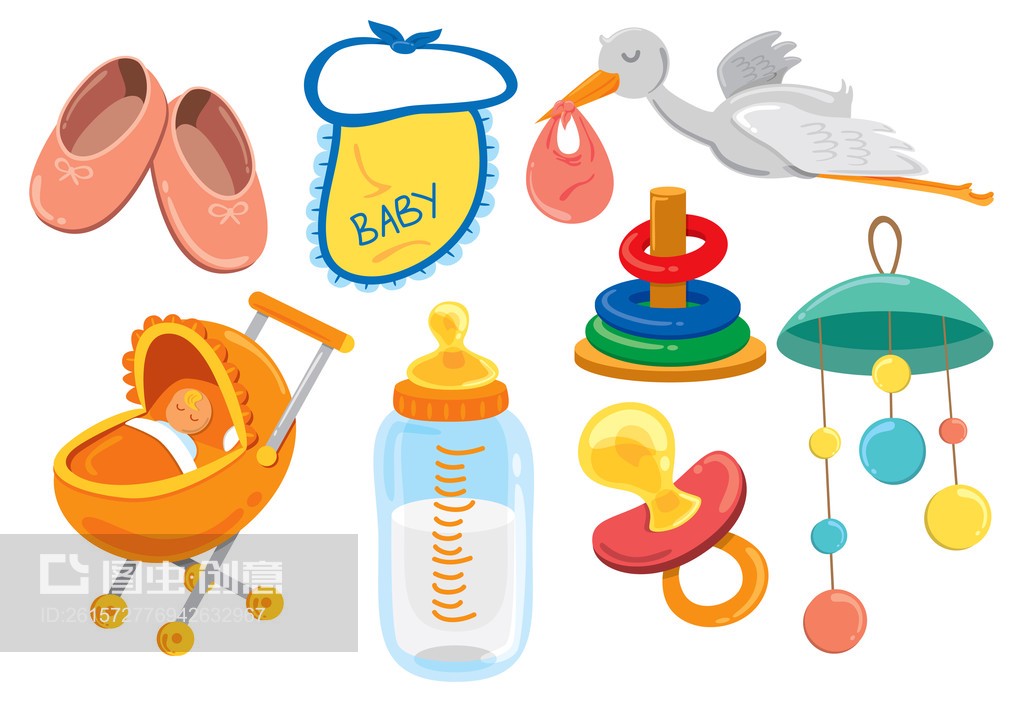嬰兒用品卡通圖標(biāo)Baby stuff cartoon icon